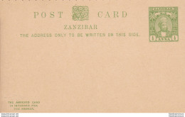 1897 ZANZIBAR, POSTAL CARD HG 7  1/2+1/2 Anna Yellow Green - Autres & Non Classés