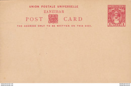 1899 ZANZIBAR, POSTAL CARD HG 10  1 Anna Red - Autres & Non Classés