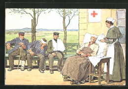 AK Rotes Kreuz, Krankenschwester Vorsorgt Verwundeten Soldaten  - Croix-Rouge