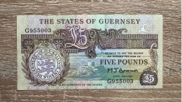 Guernsey，5 Pounds，pick 53a，EF Condition - Guernsey