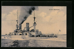 AK Kriegsschiff SMS Barbarossa Volldampf Gebend  - Guerre