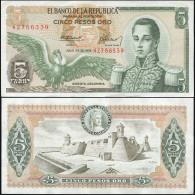 Colombia 5 Pesos Oro. 20.07.1976 Unc. Banknote Cat# P.406e - Colombia