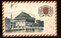 AK Konstanz, Ortsansicht Vom Hafen Aus, Passepartout Mit Wappen  - Konstanz
