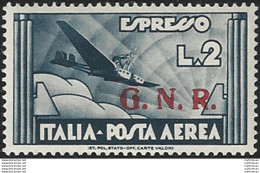 1943 Repubblica Sociale Aerea Lire 2 G.N.R. Brescia II MNH Sassone N. 125II - Sonstige & Ohne Zuordnung