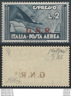 1943 Repubblica Sociale Aerea Lire 2 G.N.R. Brescia II MNH Sassone N. 125II - Altri & Non Classificati