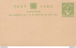 1899 ZANZIBAR, POSTAL CARD HG 9  1/2 Anna Yellow Green - Other & Unclassified
