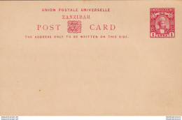 1897 ZANZIBAR, POSTAL CARD HG 6a  1 Anna Red - Otros & Sin Clasificación
