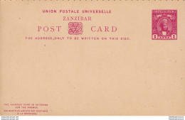 1897 ZANZIBAR, POSTAL CARD HG 8  1+1 Anna Carmine - Other & Unclassified