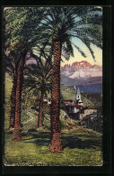 Cartolina Bozen, Partie Bei St. Magdalena Mit Palmen Und Rosengarten  - Bolzano (Bozen)