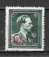 724T**  Leopold III Col Ouvert Surchargé -10% - Bonne Valeur - MNH** - LOOK!!!! - 1946 -10%