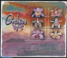 Grenada Grenadines 2001 Orchids 6v M/s, Mint NH, Nature - Flowers & Plants - Orchids - Grenada (1974-...)