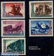 Serbia 1943 Postal Organisation 5v, Mint NH, Nature - Transport - Horses - Post - Aircraft & Aviation - Railways - Poste