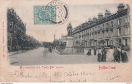 B24- FOLKESTONE – HARVEYSTATUE  AND  CASTLE  HILL AVENUE - EN  1902 - Folkestone