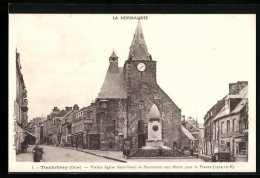 CPA Tinchebray, Vieille Eglise Saint-Remi Et Monument Aux Morts Pour La France (1914-1918)  - Autres & Non Classés