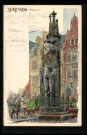 Künstler-AK Heinrich Kley: Bremen, Roland-Statue  - Kley