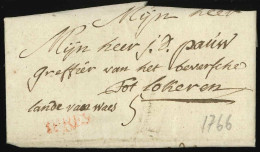 L 1766 Marque YPRES En Rouge + "5" Pour Lokeren - 1714-1794 (Paises Bajos Austriacos)