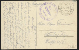 Carte De Mézières Càd KO Postampt/1915 + Cachet De Division "CHARLEVILLE" Pour L'Allemagne - WW I