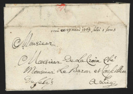 L. Datée De Haccourt 1763 Pour Liège  Man "reçu Le … 1 Sous" - 1714-1794 (Pays-Bas Autrichiens)