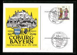 AK Coburg /Bayern, Zeichnung Der Stadt Zur Festwoche 1970  - Coburg