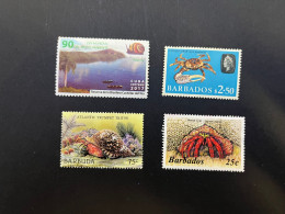 (stamp 9-6-2024) Cuba - Barbados & Barbuda  - 4 Used Stamp - Crab + Shell & Snail / Coqillages, Crabe Et Escargot - Crustaceans