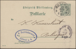 Dienstpostkarte P 29 AMTLICHER VERKEHR DV 30 3 98, ROTTWEIL 15.11.98 N. BALINGEN - Postwaardestukken