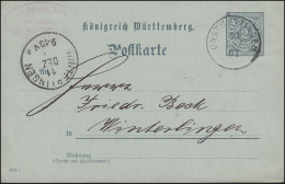 Postkarte P 43 Mit DV 12 9 1, ONSTMETTINGEN 10.12.01 Nach WINTERLINGEN 11.12.  - Postwaardestukken