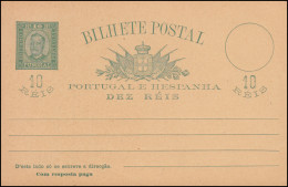 Portugal Madeira Postkarte König Carlos I. Doppelkarte 10/10 R Grün, Ungebraucht - Madeira