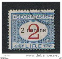 DALMAZIA:  1922  TASSE  SOPRASTAMPATO  -  2 C./£.2  AZZURRO  E  CARMINIO  US. -  SASS. 3 - Dalmazia
