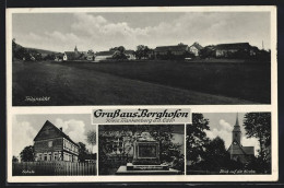 AK Berghofen / Kr. Frankenberg, Schule, Kriegerdenkmal, Kirche, Totalansicht  - Frankenberg (Eder)