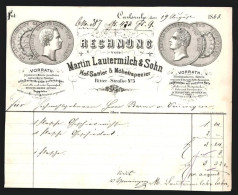 Rechnung Carlsruhe 1868, Martin Lautermilch & Sohn, Hof-Sattler & Möbeltapezier, Ritter-Strasse 3, Auszeichnungen  - Other & Unclassified