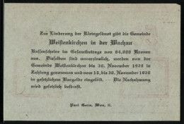 Notgeld Weissenkirchen In Der Wachau 1920, 50 Heller, Hof Mit Torbögen  - Autriche