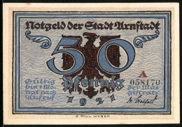 Notgeld Arnstadt 1921, 50 Pfennig, Adler Des Wappens, Reichstag Unter Otto Dem Grossen  - [11] Emissions Locales