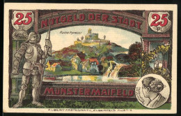 Notgeld Münstermaifeld 1921, 25 Pfennig, Blick Auf Die Ruine Pyrmont  - [11] Emissions Locales