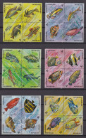 BURUNDI, 1974, CTO Stamp(s) In 6 Blocks Of 4 , Fishes, SG Nr(s).  917=964, Scannr. SH 888 - Usados