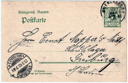 Kingdom Of Bavaria - Postcard With Seal "Adalbert Deiters Book And Art Shop Passau" Post Seal Passau 21.01.1907 - Postal  Stationery
