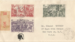 WALLIS AND FUTUNA - 65 FR FRANKING "FROM CHAD TO THE RHINE RIVER" ISSUE ON REGISTERED COVER TO THE USA - 1946 - Covers & Documents
