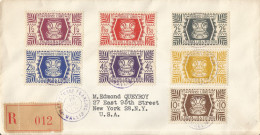 WALLIS AND FUTUNA - 7 STAMP 26 FR FRANKING "LONDON" ISSUE ON REGISTERED COVER TO THE USA - 1945 - Covers & Documents