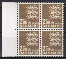 DÄNEMARK 1975 Mi-Nr. 586 ** MNH Randstück Viererblock - Neufs