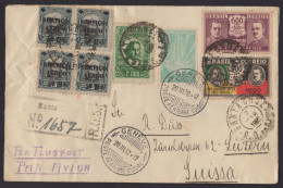 PA 34 - 20/3/1932 - Air Mail. Registered Letter Sent From Brazil To Switzerland. Label Underberg. - Lettres & Documents