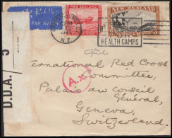 PA 38 - 9/12/1943 - Air Mail. Letter Sent From New Zealand To Switzerland. Wellington Censor Label And German Censorship - Storia Postale