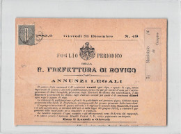 1742 02 ROVIGO X CRESPINO - 1883 -FOGLIO PERIODICO PREFETTURA - Marcophilie