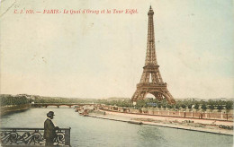 75 - Paris - Le Quai D'Orsay Et La Tour Eiffel - Animée - Colorisée - Oblitération Ronde De 1913 - Etat Pli Visible - CP - Tour Eiffel