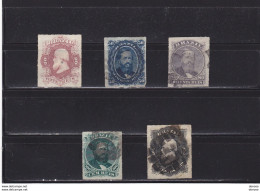 BRESIL 1876 Pedro II Yvert 31-35 Oblitéré Cote : 79 Euros - Used Stamps