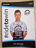 Card Jelle Johannink - Team ABLOC CT - 2023 - Cycling - Cyclisme - Ciclismo - Wielrennen - Cyclisme