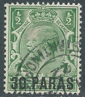 1921 GRAN BRETAGNA LEVANTE USATO 30 PA SU 1/2 P - P6-8 - British Levant