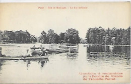 CPA Bois De Boulogne Le Lac Inférieur - Pub Alimentation Et Suralimentation Par La Poudre De Viande De Trouette-Perret - Arrondissement: 16