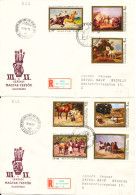 Hungary Registered FDC 11-8-1979 Paintings HORSES Set Of 7 On 2 Covers With Cachet - FDC