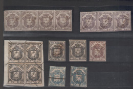 1856-64 Fiscales Derecho Judicial10 Rs.,5 Rs,1 R.;1865s 1 R. Tira De Cuatro,de Tres,un Fragmento Con Una Pareja Y 2 Sue - Cuba (1874-1898)