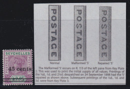 Seychelles, SG 45b, MHR "Repaired S" Variety - Seychellen (...-1976)