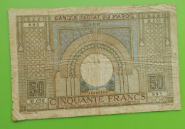 MAROC MOROCCO MARRUECOS MAROKKO BANQUE D'ETAT 50 FRANC 1942 DATE RARE - Marocco